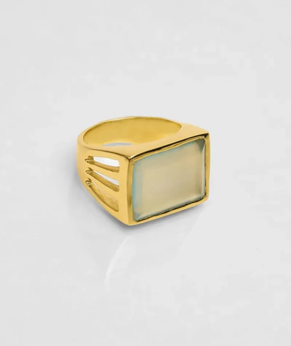 Bague Pondichery Rectangle Aqua Calcédoine^Une A Une Sale