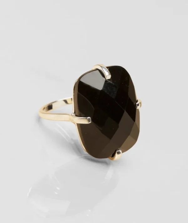 Bague Rectangle Argent Onyx Noir^Une A Une Hot