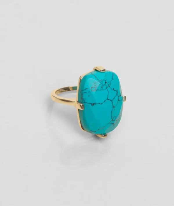 Bague Rectangle Argent Turquoise^Une A Une Outlet