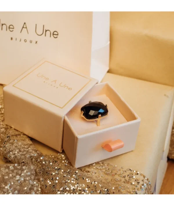 Bague Rectangle Onyx Noir^Une A Une Discount