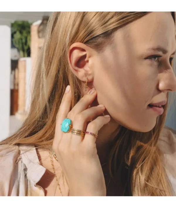 Bague Rectangle Turquoise^Une A Une Sale