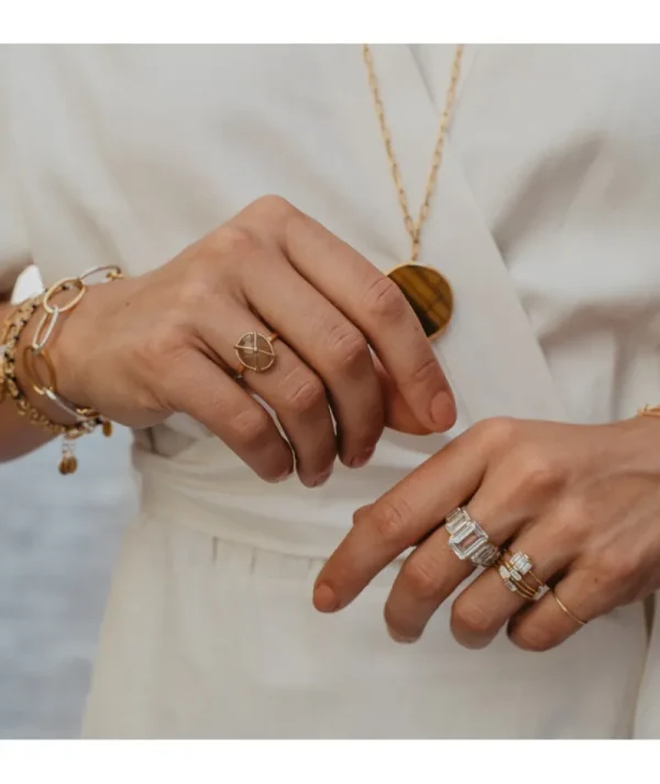 Bague trois crystal blanc^Une A Une Best