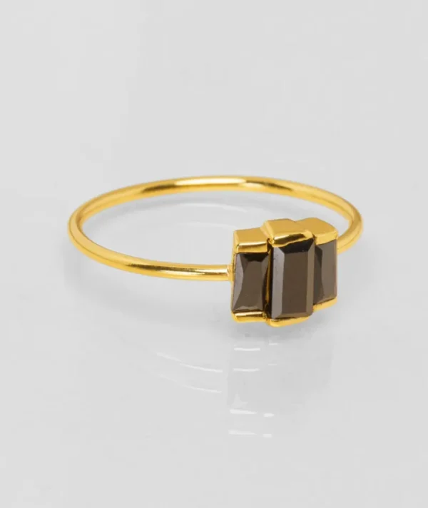 Bague trois crystal noir^Une A Une Online