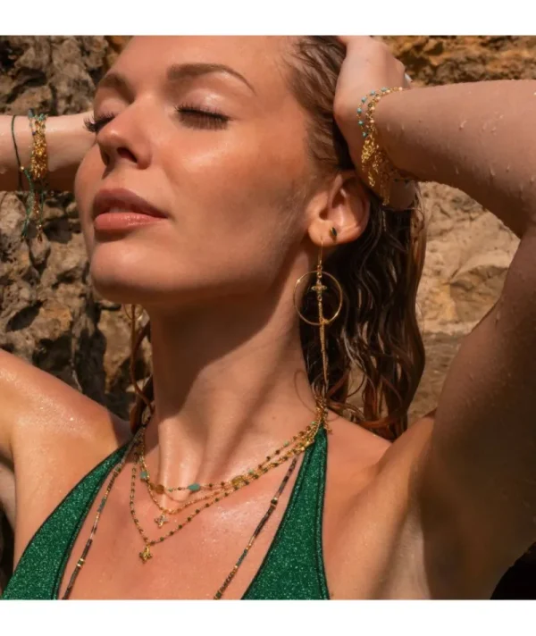 Boucles d’oreilles Inde Flower Émeraude^Une A Une Sale