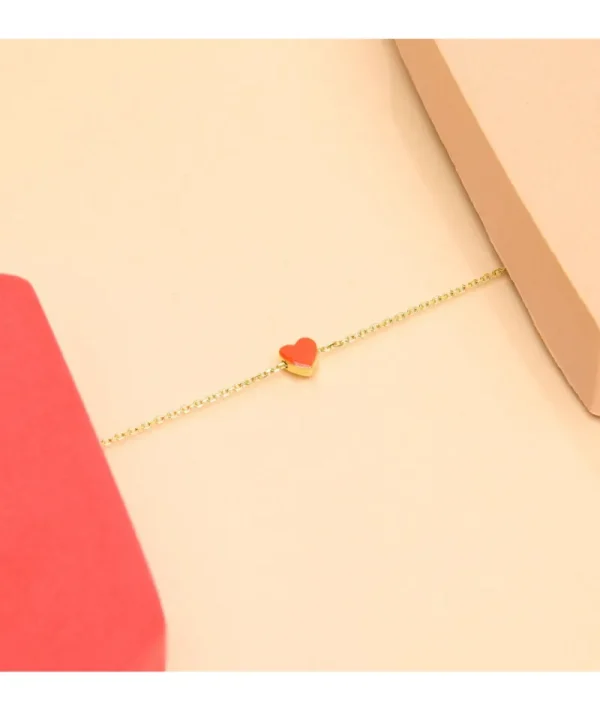 Bracelet coeur orange fluo^Une A Une New