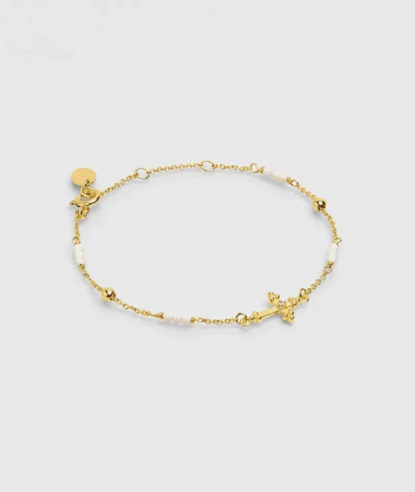 Bracelet Goa Croix Agate Blanche^Une A Une New