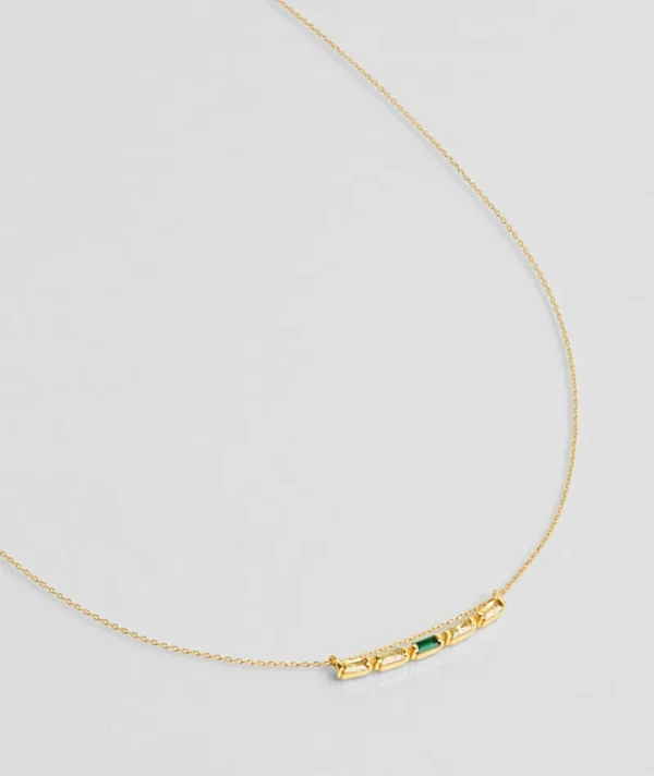 Collier Baguette 5 Crystal Vert^Une A Une New