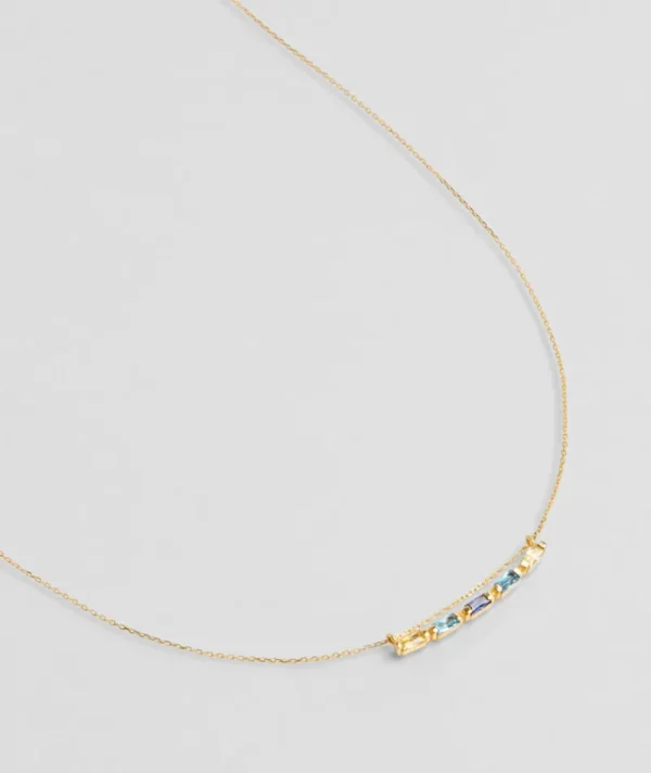 Collier Baguette 5 Crystal Bleu^Une A Une Outlet