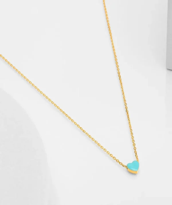 Collier coeur turquoise^Une A Une Fashion