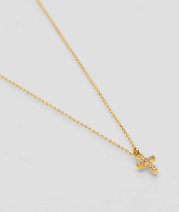 Collier croix zircon blanc^Une A Une Discount