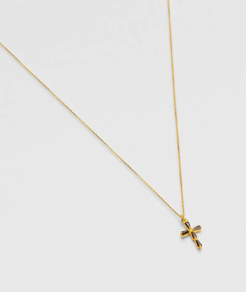 collier_croix_zircons_noi_0.webp Collier Croix Zircons Noirs^Une A Une New