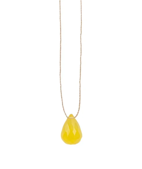 Collier Goutte Calcédoine Jaune^Une A Une Clearance