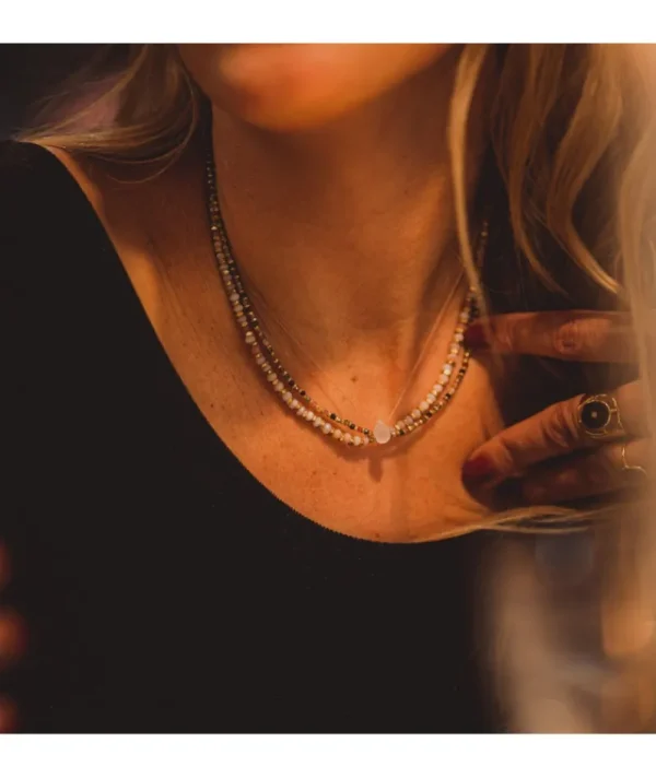 Collier Goutte Quartz Rose^Une A Une Hot