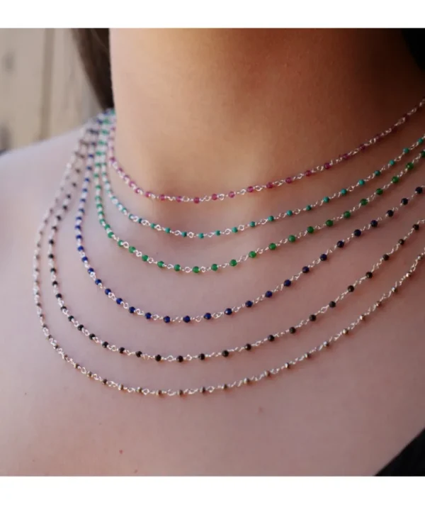 Collier inde argent bleu marine^Une A Une Clearance