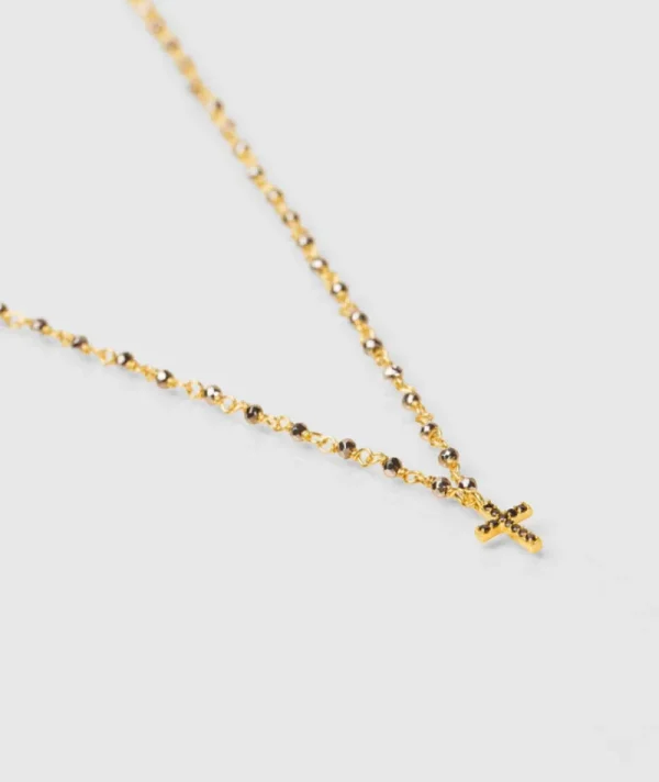 Collier inde croix pyrite^Une A Une New