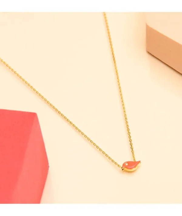 Collier oiseau orange fluo^Une A Une Fashion