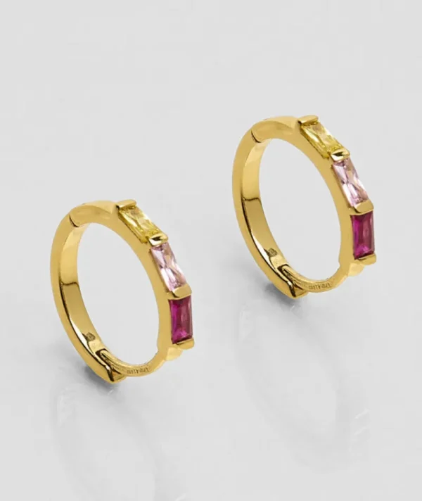 Créoles baguette Crystal Rose^Une A Une Discount