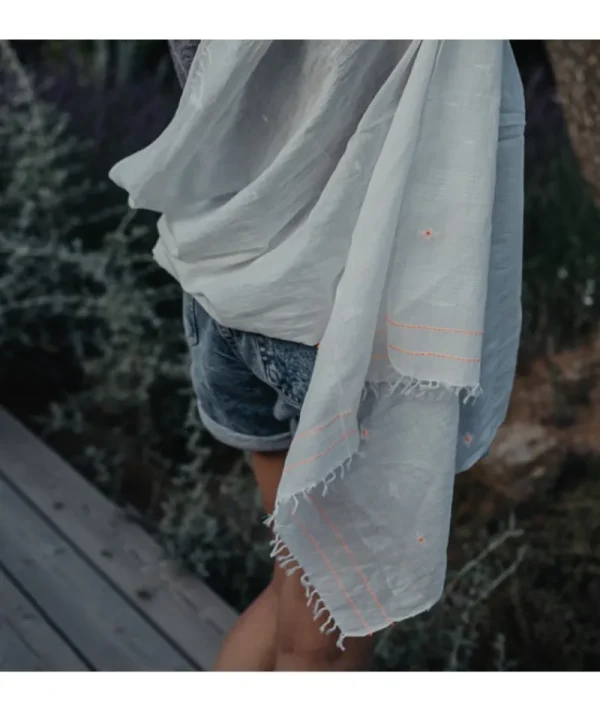 Foulard coton orange^Une A Une Sale