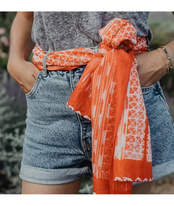 Foulard soie corail^Une A Une Fashion