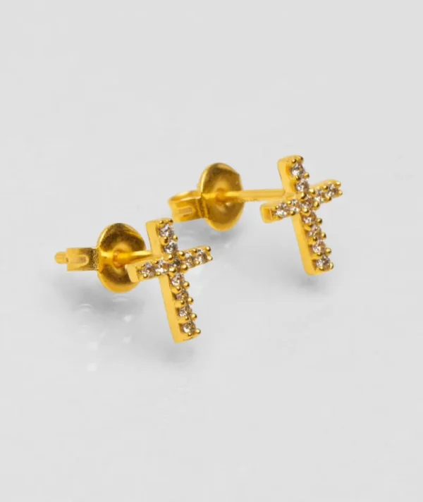 Puces d'oreilles croix blanc^Une A Une Online