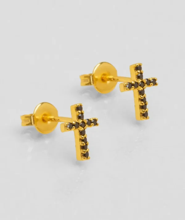 Puces d'oreilles croix noir^Une A Une Best