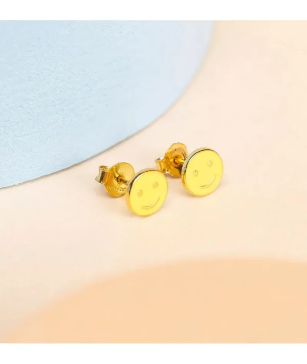 Puces D'oreilles Smiley Jaune Fluo^Une A Une Sale
